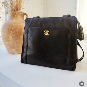 Vintage authentic Chanel Dark Brown Quilted Messenger Bag